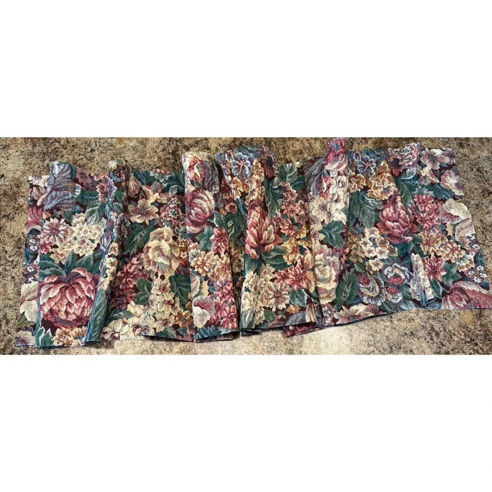 Vintage 3  Curtron 80” x 14”  Valance Floral Tapestry CottageCore Grannycore